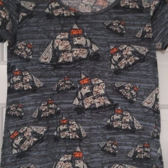 Lularoe Classic T Nautical Sailboat Ship Blue EUC XXS - Picture 1 of 4